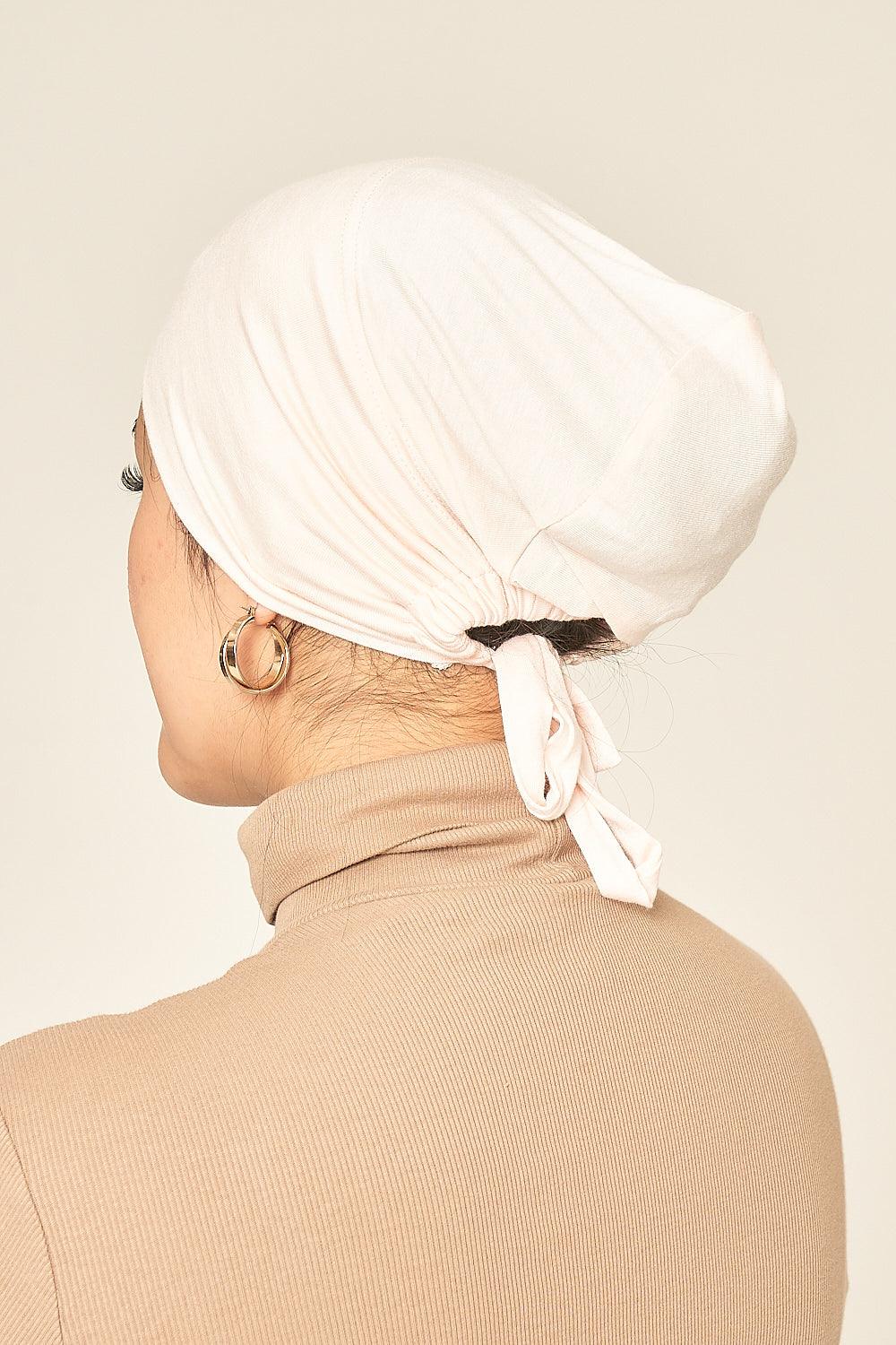 Tie Back Cotton Jersey Under Scarf | Cream - Sabaah's Boutique
