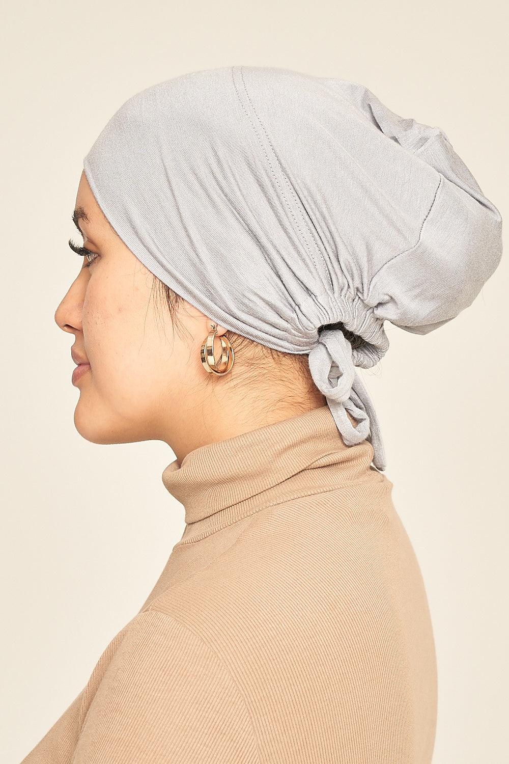 Tie Back Cotton Jersey Under Scarf | Grey - Sabaah's Boutique
