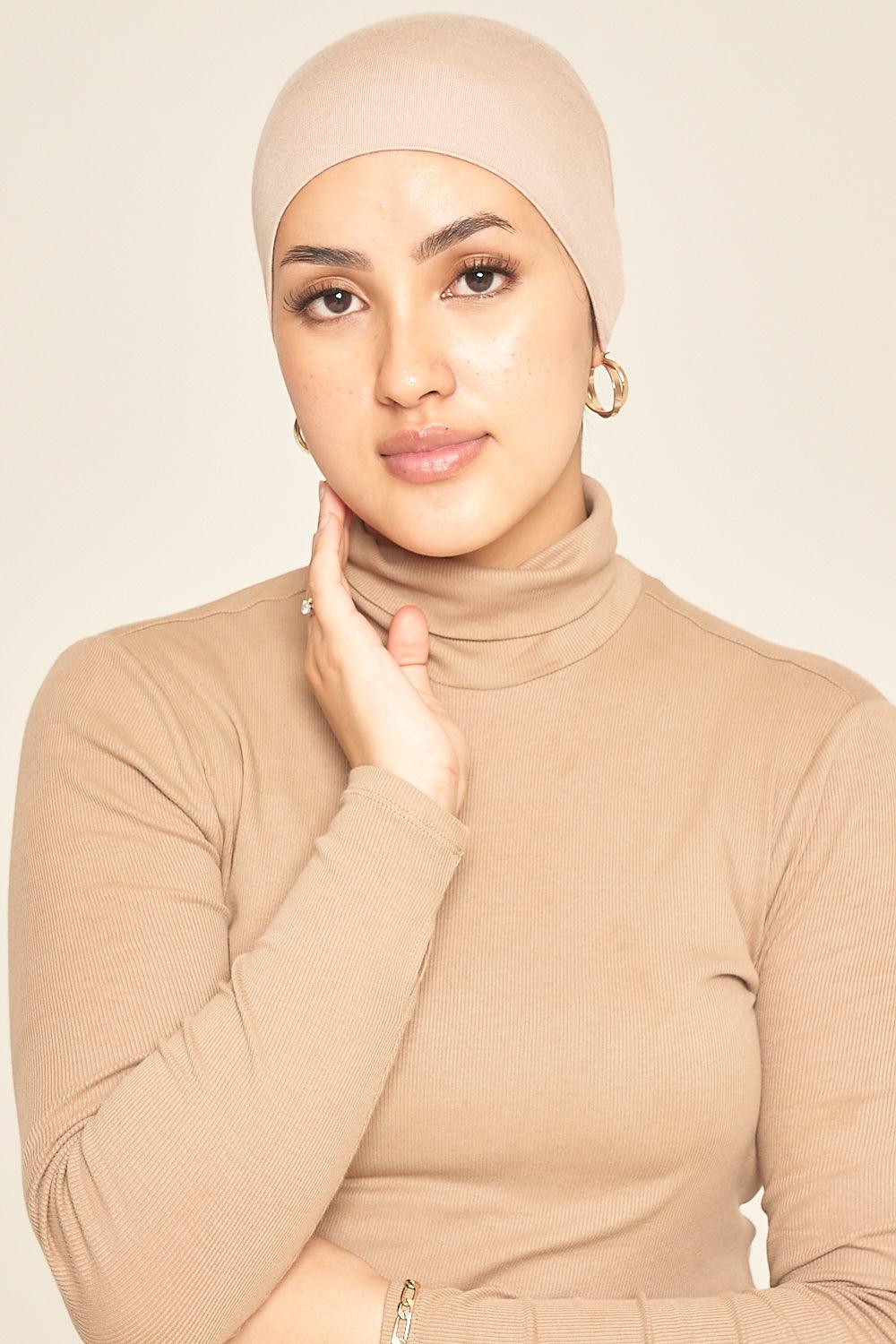 Tie Back Cotton Jersey Under Scarf | Oatmeal - Sabaah's Boutique