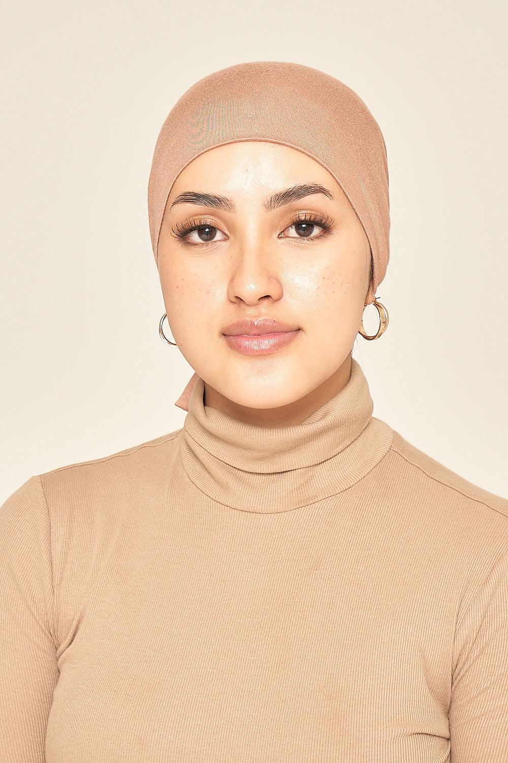 Tie Back Cotton Jersey Under Scarf | Tan - Sabaah's Boutique