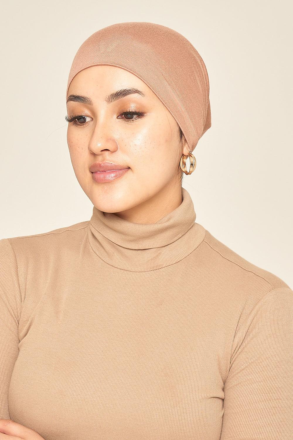 Tie Back Cotton Jersey Under Scarf | Tan - Sabaah's Boutique