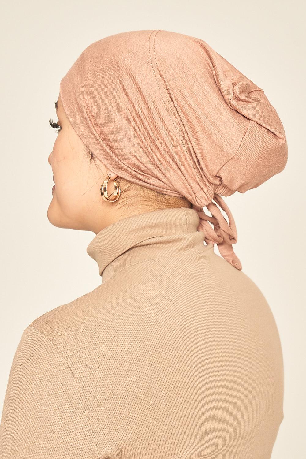 Tie Back Cotton Jersey Under Scarf | Tan - Sabaah's Boutique