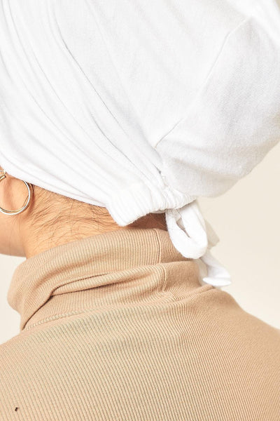 Tie Back Cotton Jersey Under Scarf | White - Sabaah's Boutique