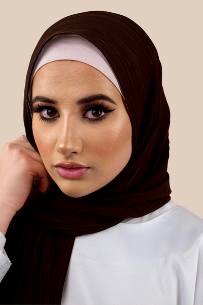 Pleated Chiffon Hijab | Cocoa - Sabaah's Boutique