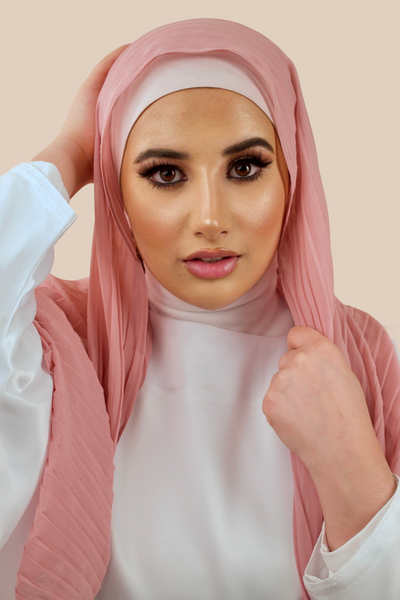 Pleated Chiffon Hijab | Dusty Pink - Sabaah's Boutique