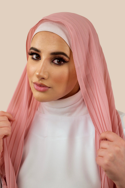 Pleated Chiffon Hijab | Dusty Pink - Sabaah's Boutique