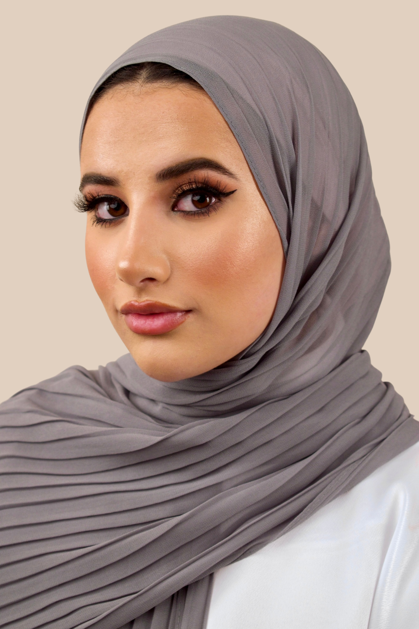 Pleated Chiffon Hijab | Grey - Sabaah's Boutique