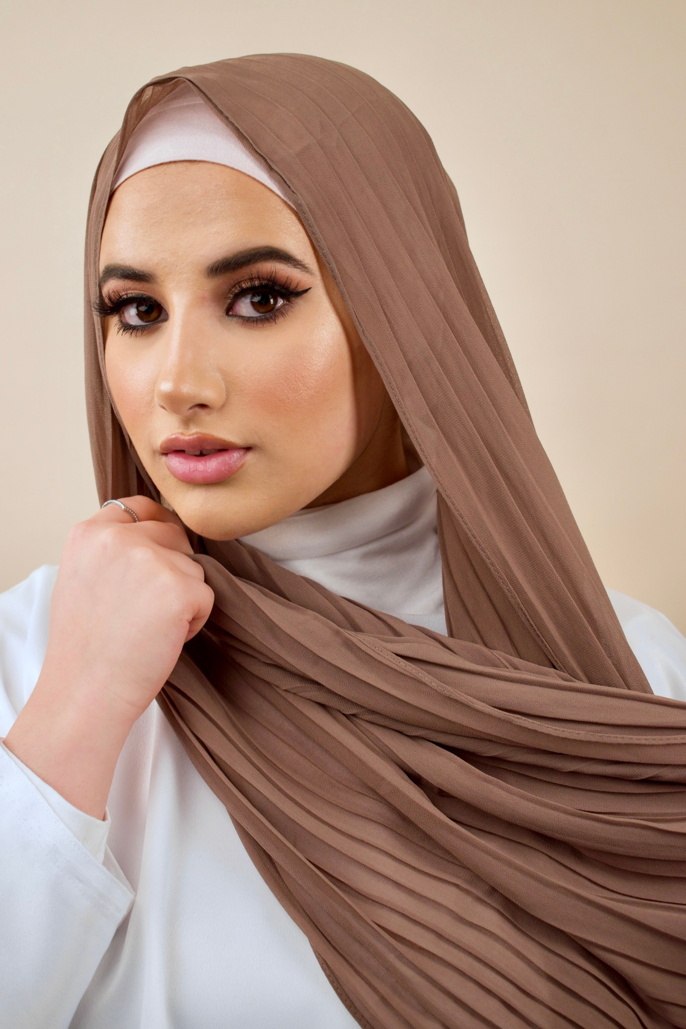 Pleated Chiffon Hijab | Mocha - Sabaah's Boutique