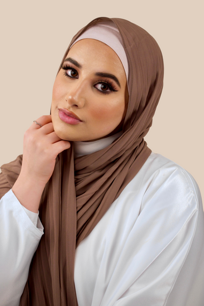 Pleated Chiffon Hijab | Mocha - Sabaah's Boutique