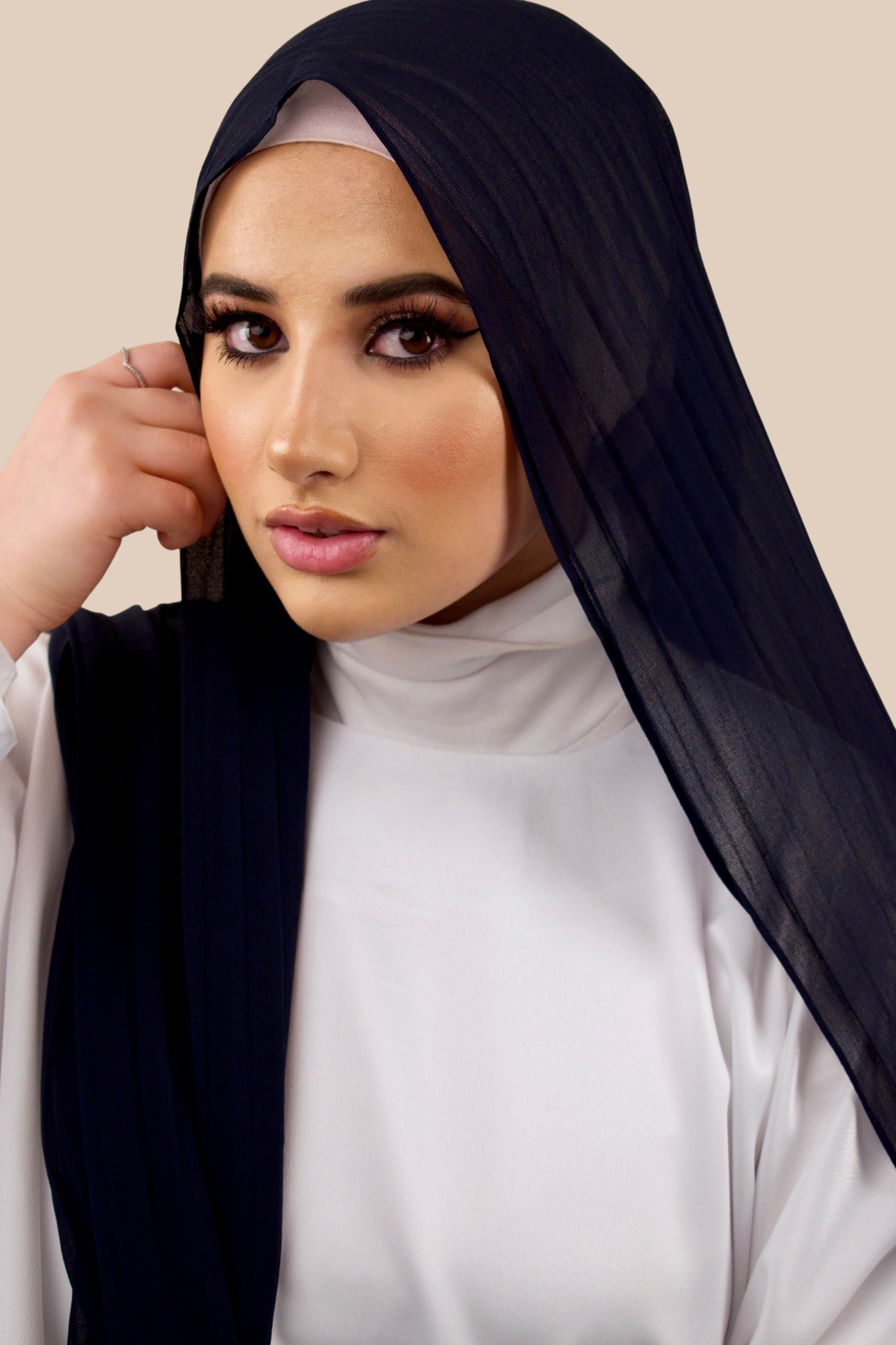 Pleated Chiffon Hijab | Navy - Sabaah's Boutique