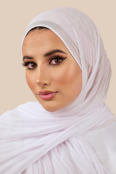 Pleated Chiffon Hijab | White - Sabaah's Boutique