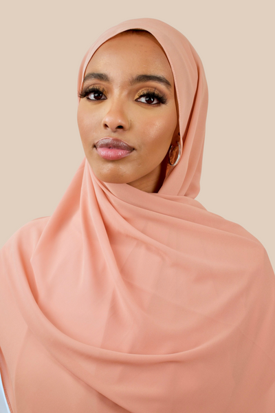 Premium Chiffon Hijab | Peach - Sabaah's Boutique