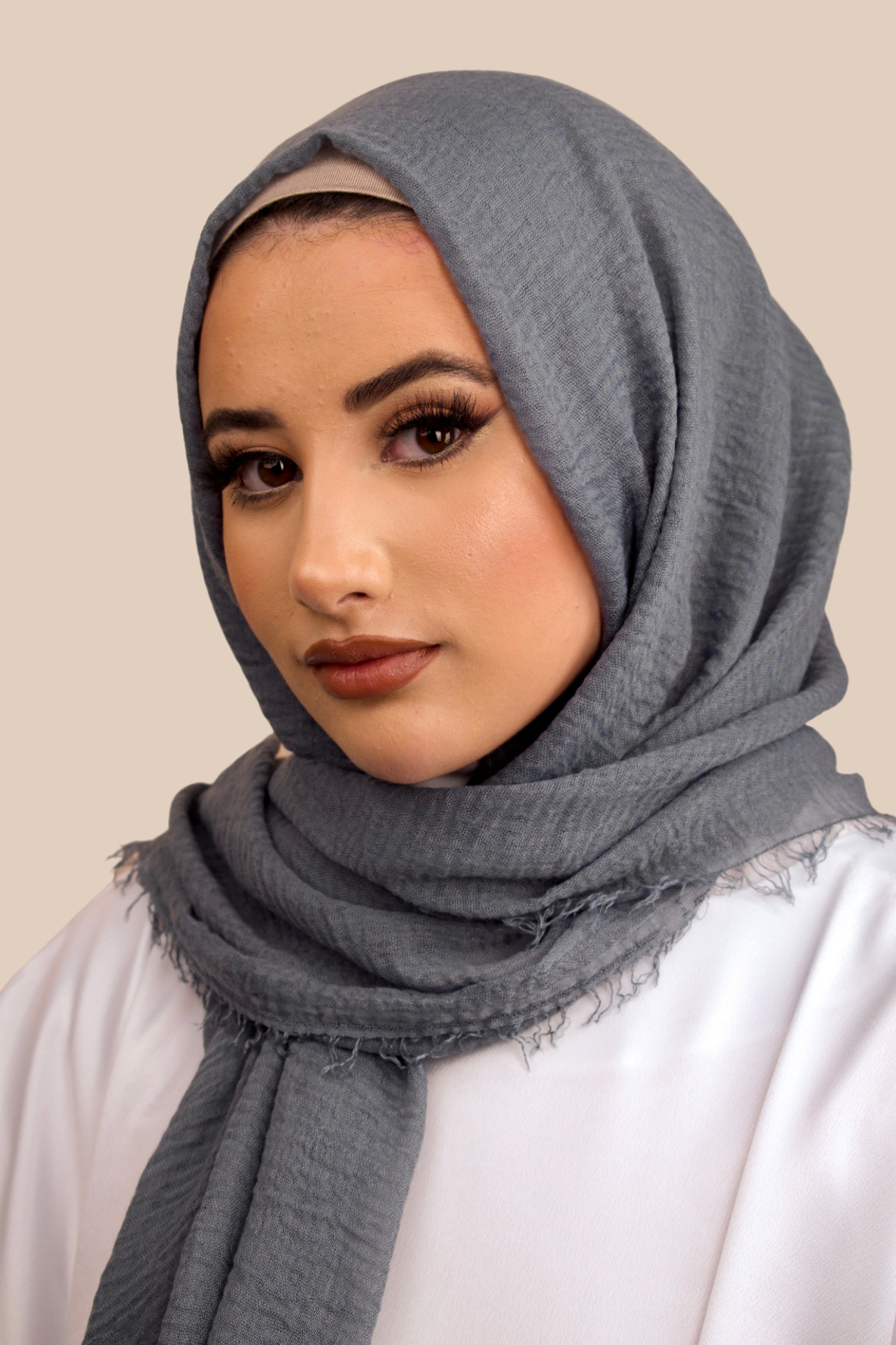 Premium Crimped Cotton Hijab | Bluish Grey - Sabaah's Boutique