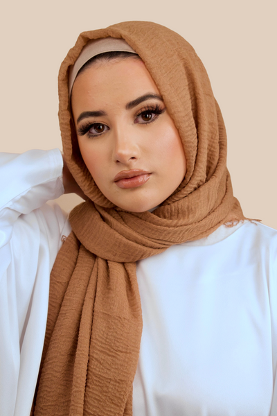 Premium Crimped Cotton Hijab | Chocolate - Sabaah's Boutique