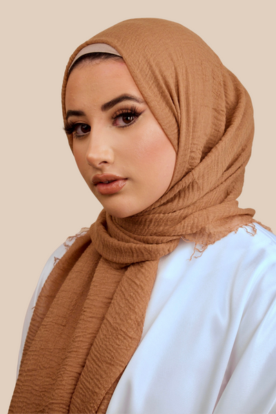 Premium Crimped Cotton Hijab | Chocolate - Sabaah's Boutique