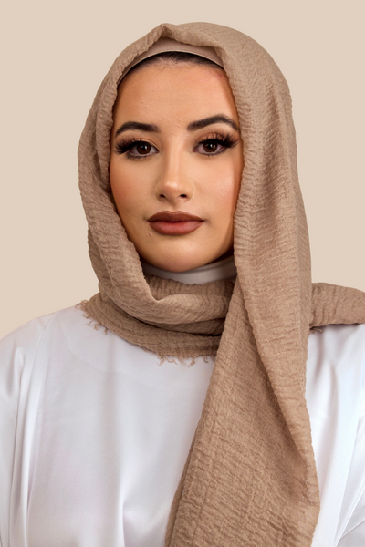 Premium Crimped Cotton Hijab | Mocha - Sabaah's Boutique