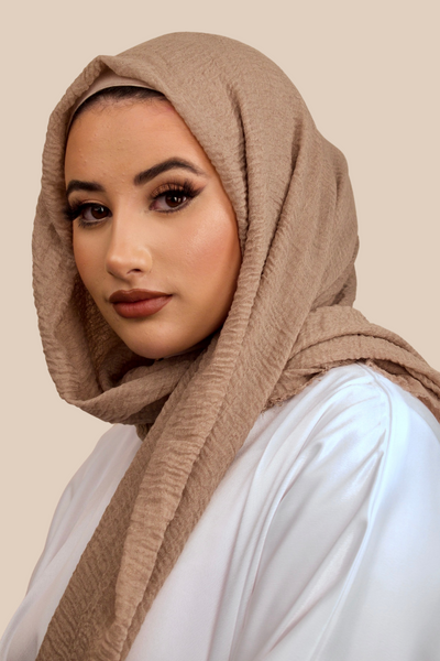 Premium Crimped Cotton Hijab | Mocha - Sabaah's Boutique