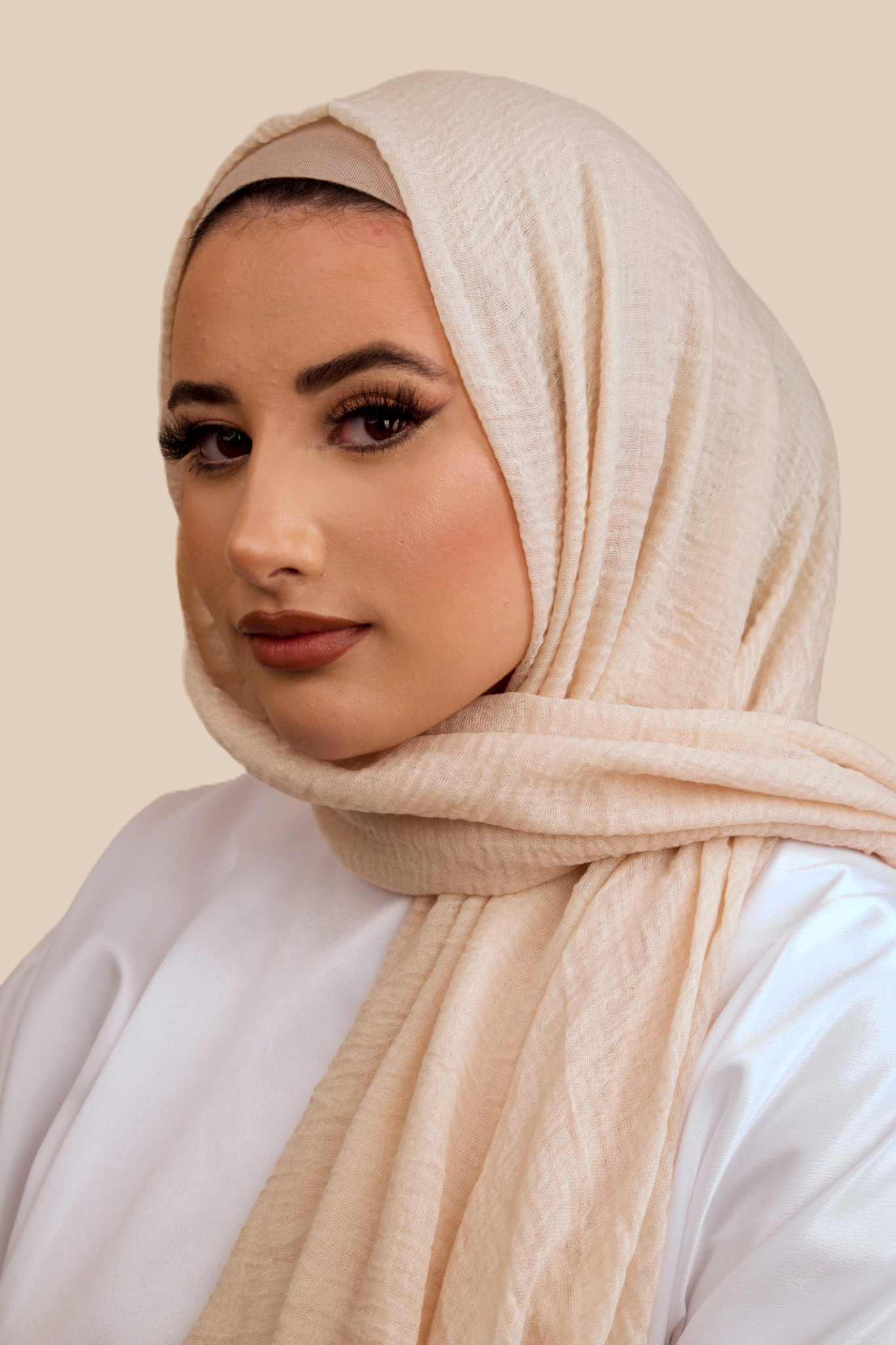 Premium Crimped Cotton Hijab | Nude - Sabaah's Boutique