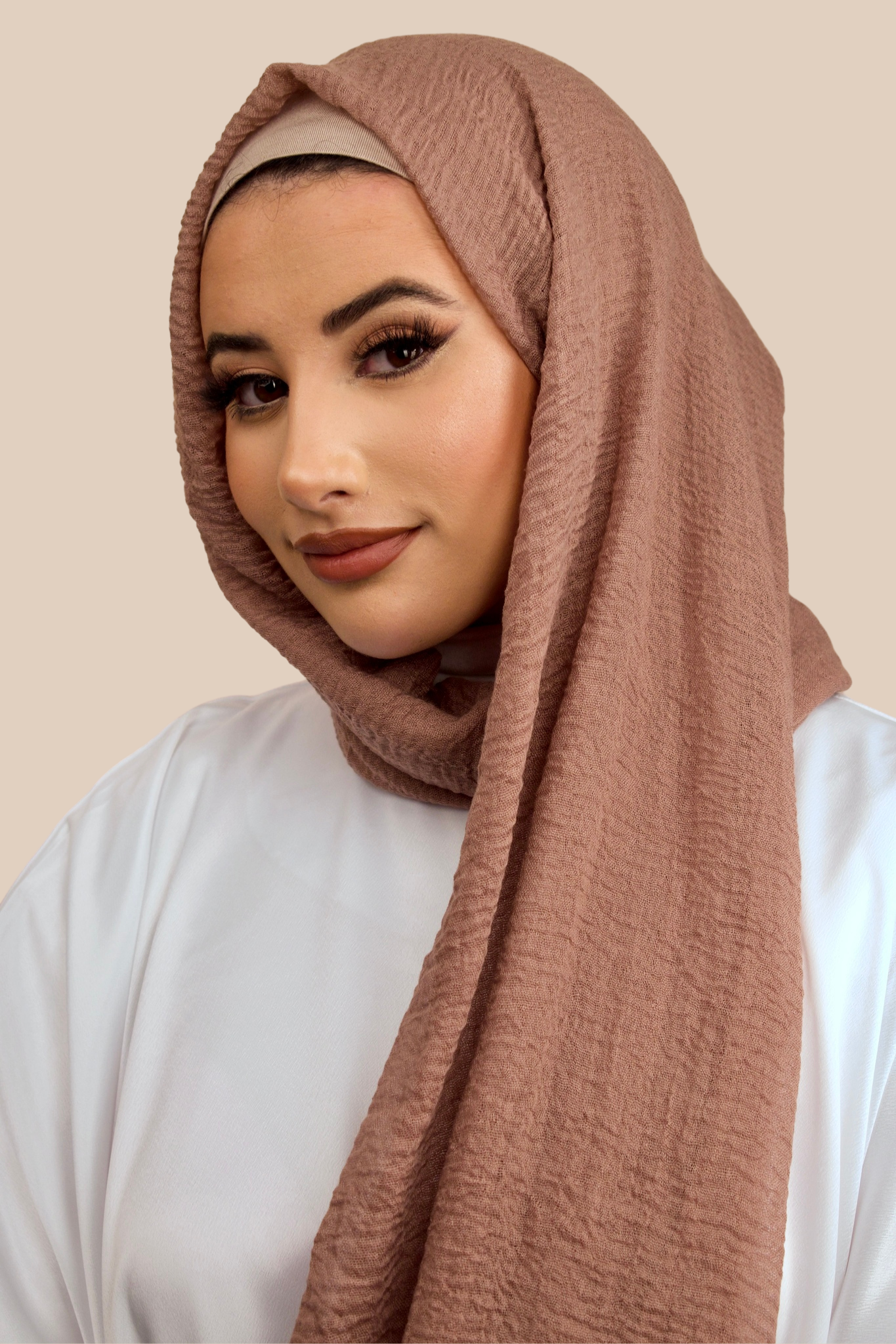 Premium Crimped Cotton Hijab | Taupe - Sabaah's Boutique